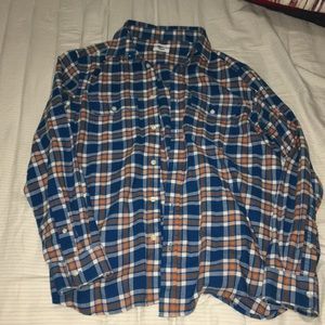 Blue and orange plaid flannel